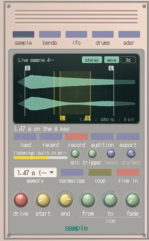 The sample screen